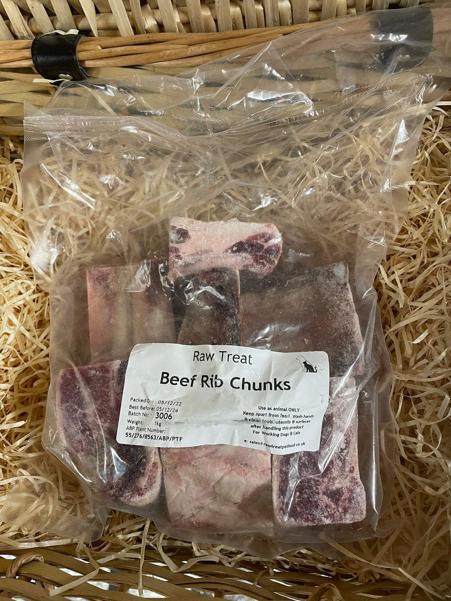 Beef Rib Chunks. Raw. 1kg (approx) Orderpetfood.co.uk