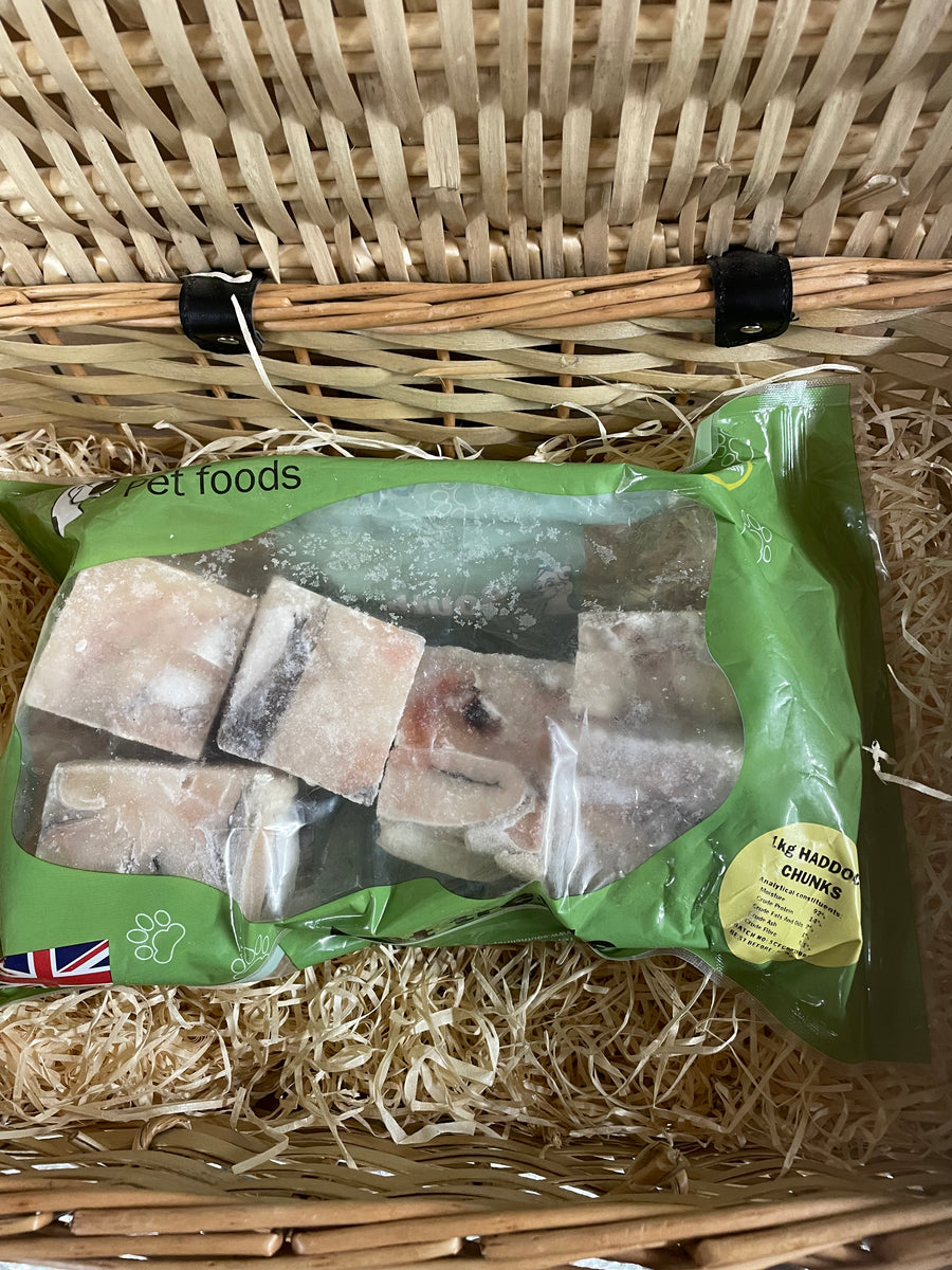 Fish Haddock Cubes. Raw. 1kg (approx) Orderpetfood.co.uk