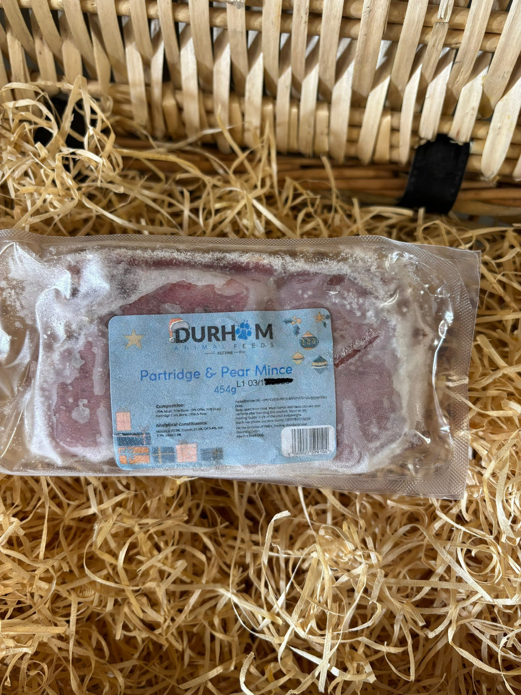 DAF Partridge and Pear 70/10/10/10 Mince.  Single Protein with added Pear.  Special Christmas Editiion.