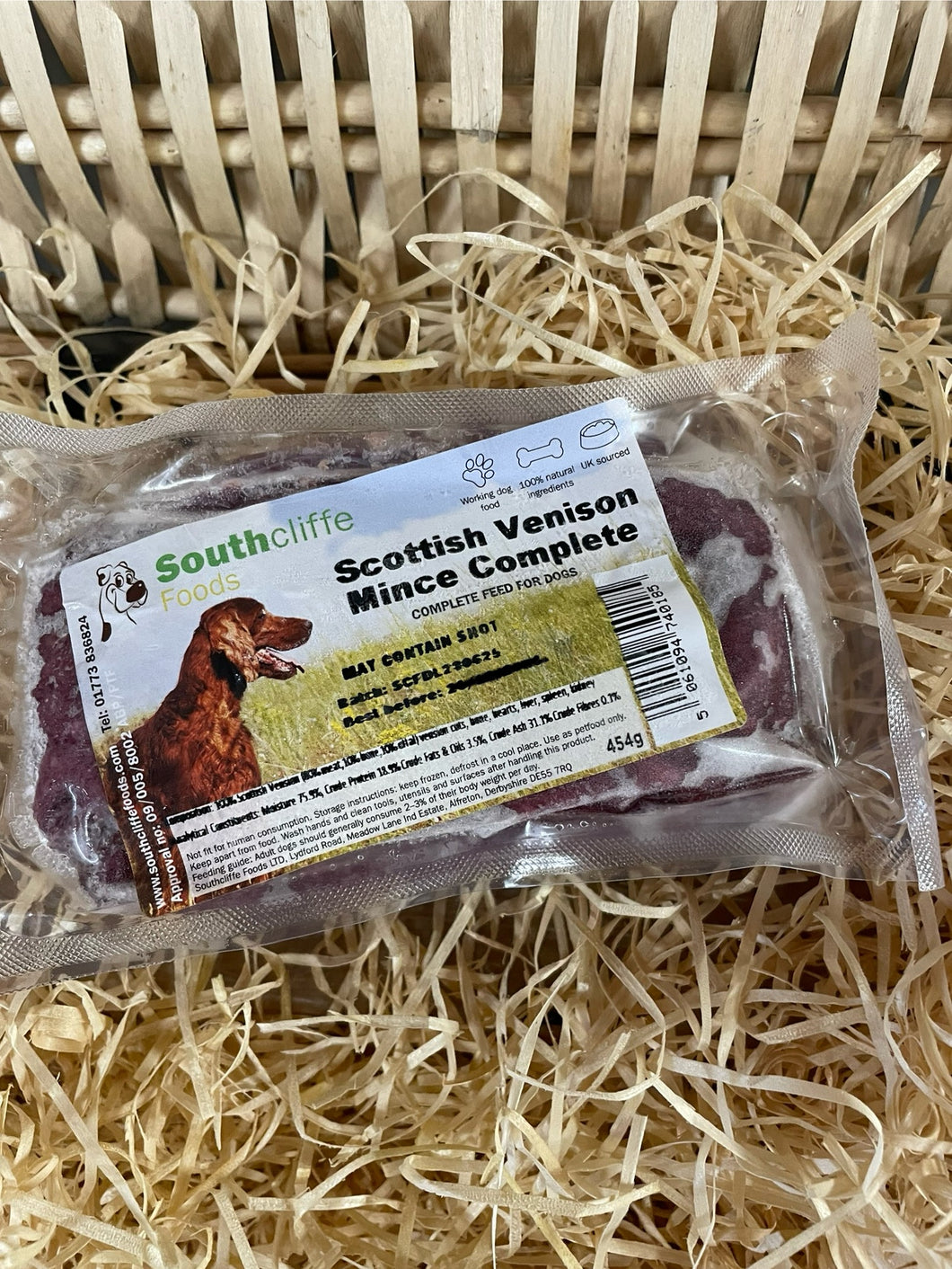 Southcliffe Complete Venison Mince.  80/10/10 Balanced, Raw Dog Food.  Single Protein.
