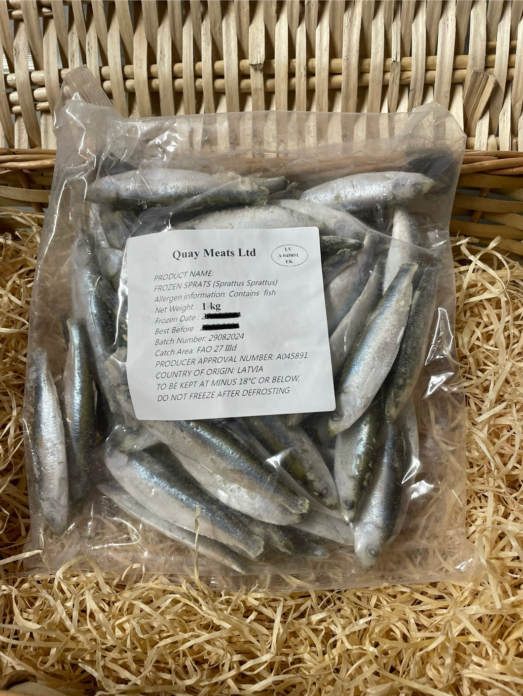 Fish - Sprats.  Raw.  1kg or 2kg (approx)