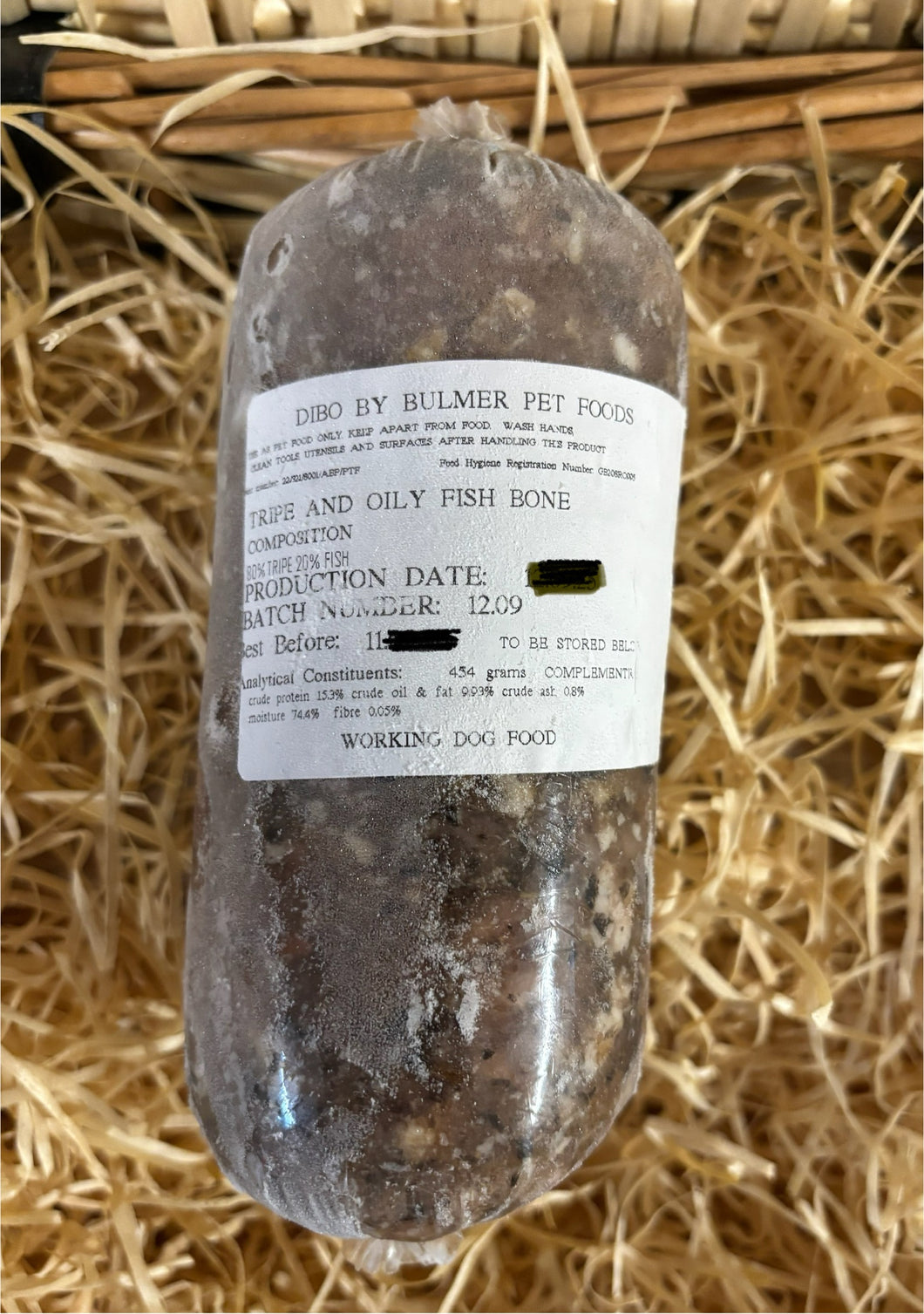 Dibo by Bulmer Tripe & Oily Fish Mince.  Complimentary Mince.