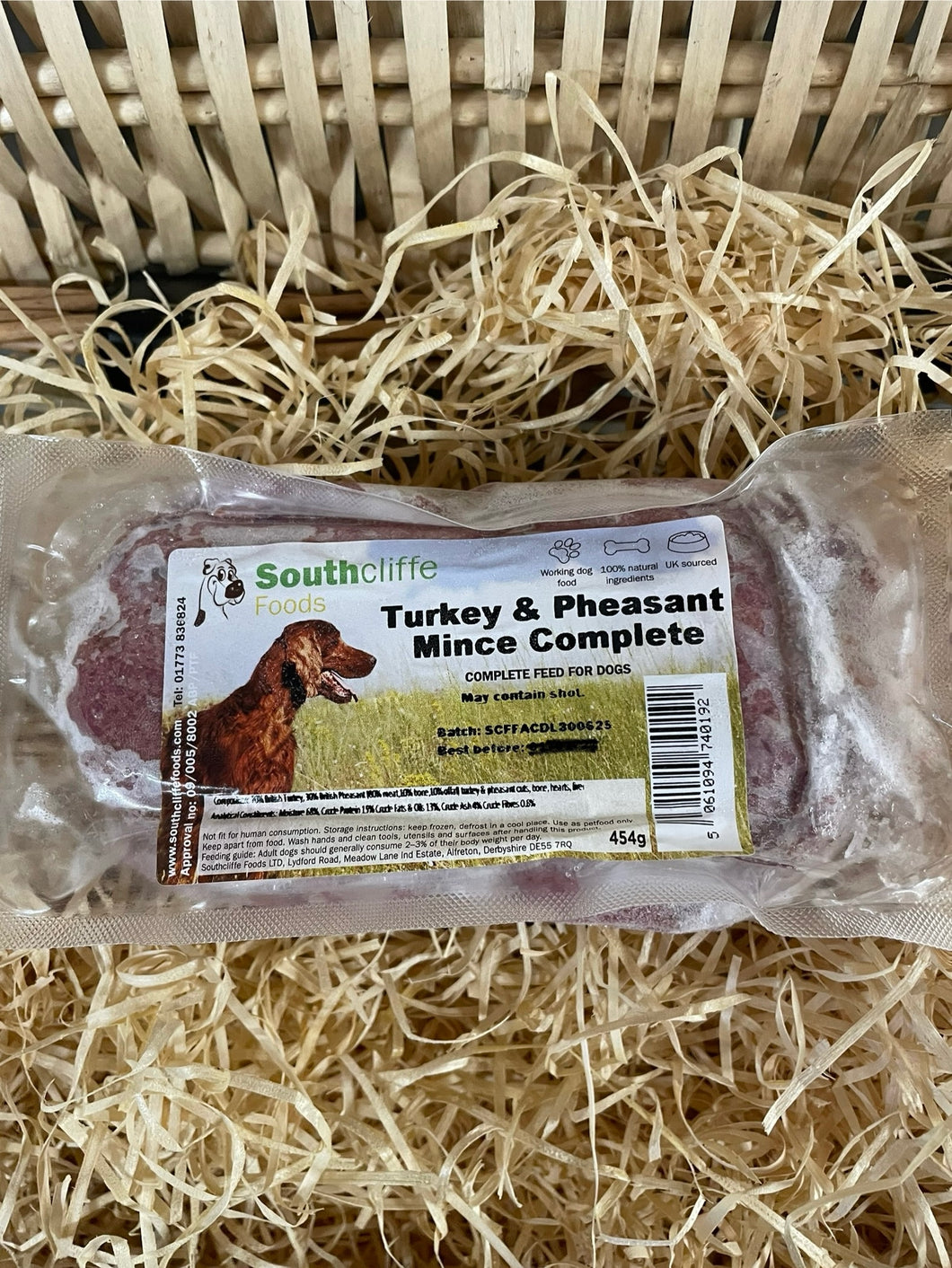 Southcliffe Complete Turkey & Pheasant Mince.  80/10/10 Balanced, Raw Dog Food