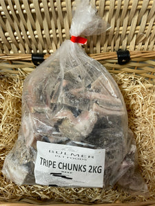 Beef Tripe Chunks.  Raw.