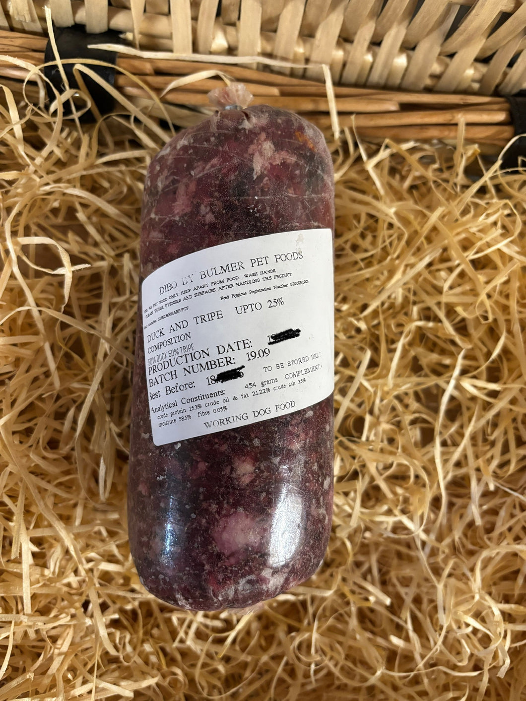 Dibo by Bulmer Duck and Beef Tripe Mince.  Complimentary Mince.