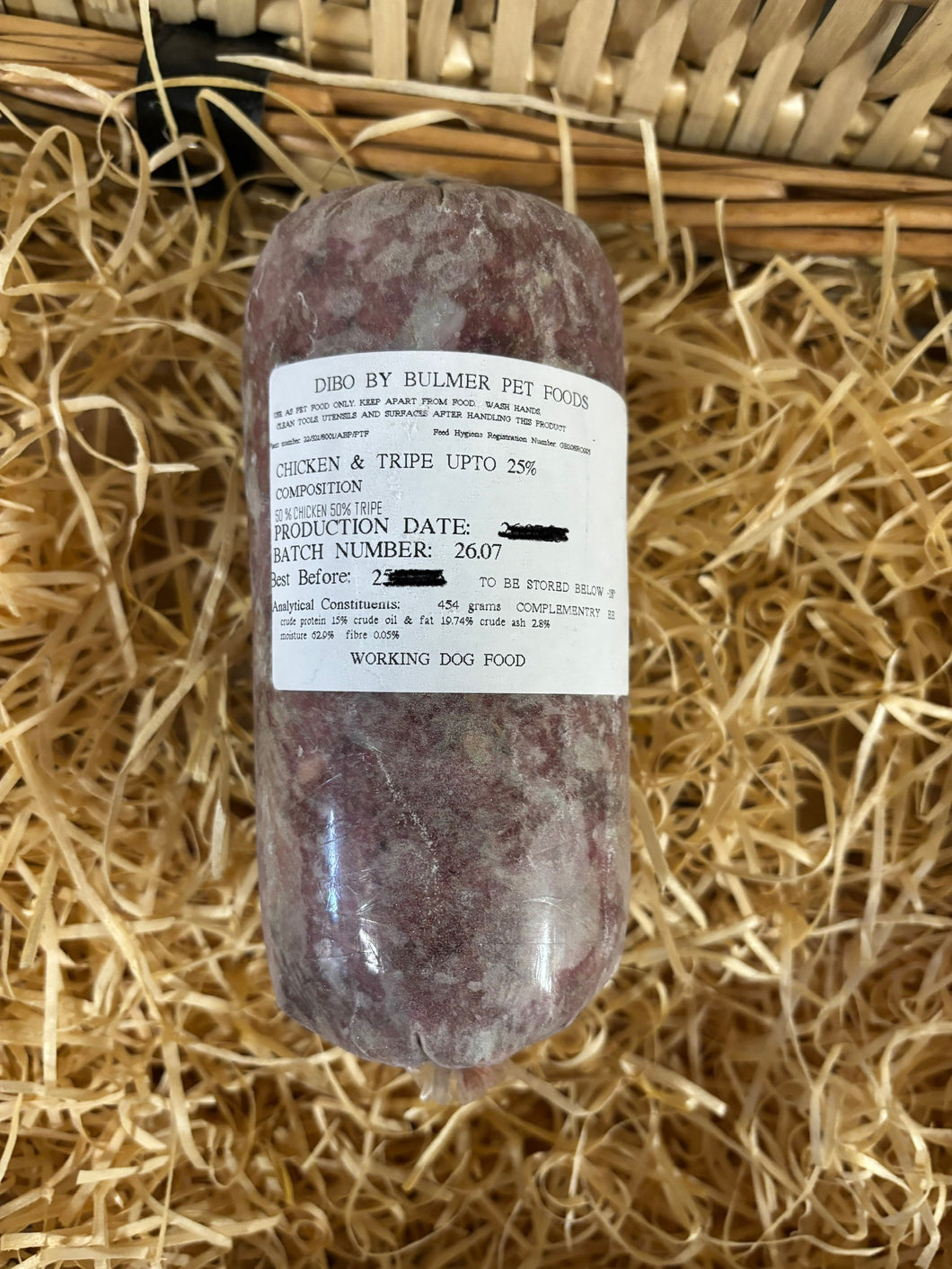 Dibo by Bulmer Chicken & Beef Tripe Mince.  Complimentary Mince.