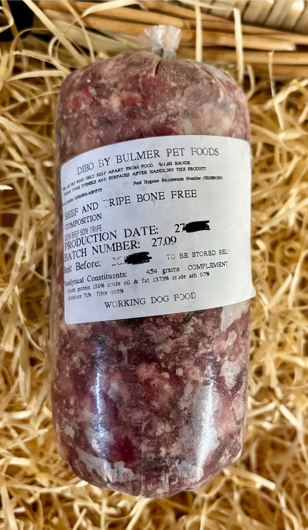 Dibo by Bulmer Beef & Beef Tripe Mince.   Complimentary Mince.