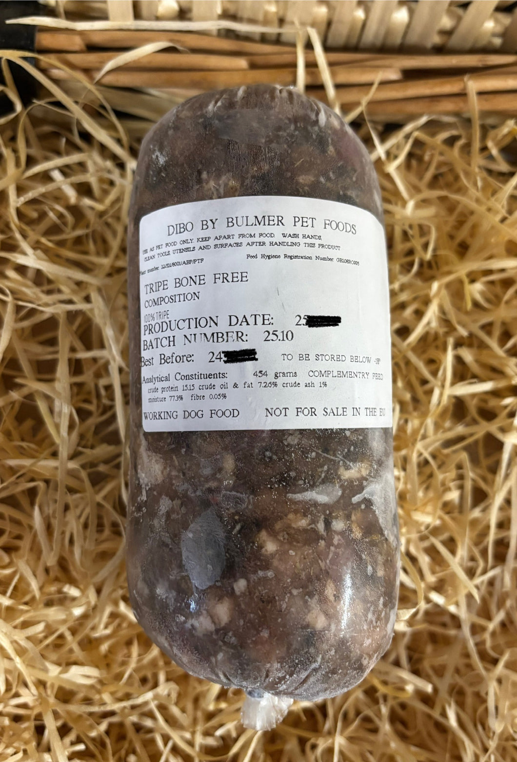 Dibo by Bulmer Beef Tripe Mince.  Single Protein Complimentary Mince.  (JUST TRIPE)