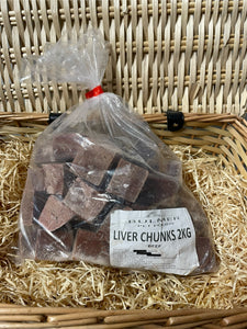 Offal - Beef Liver Chunks.  2kg (approx)