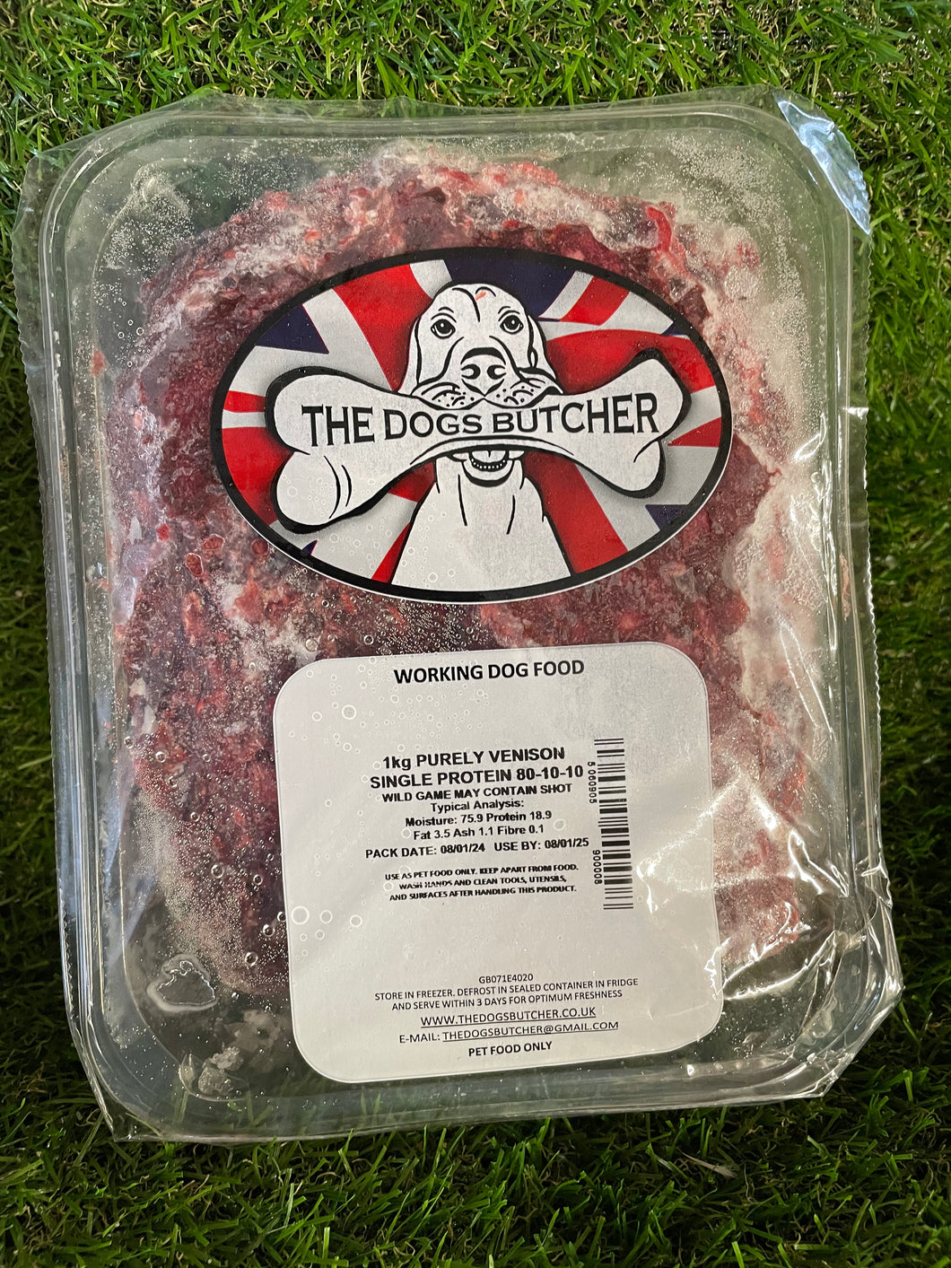 The Dogs Butcher Purely Venison Single Protein 80/10/10.  1 KG