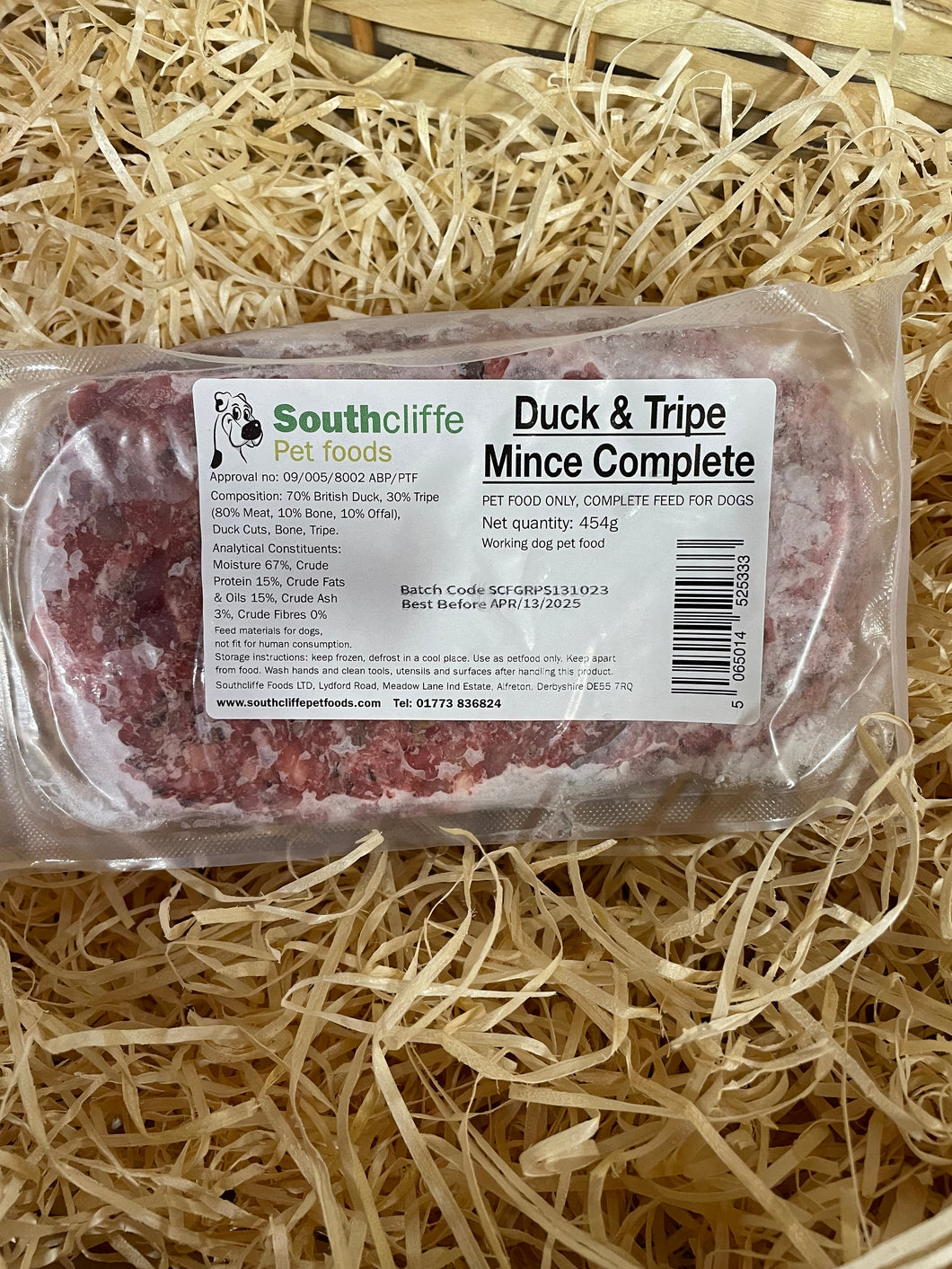 Southcliffe Complete Duck & Tripe.  80/10/10 Balanced, Raw Dog Food