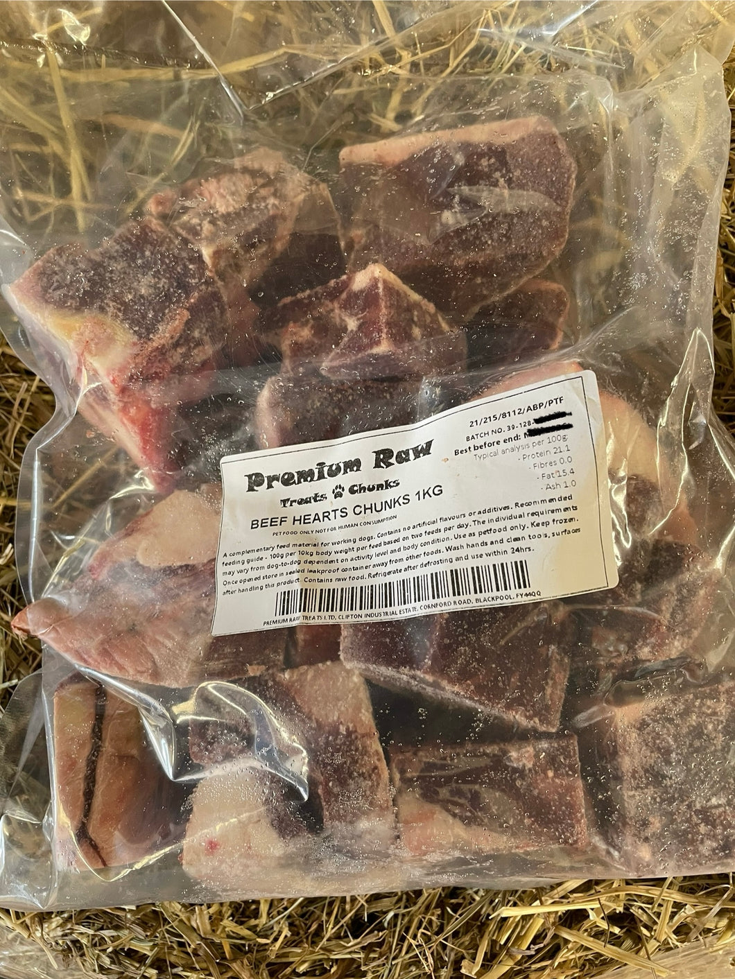 Heart Chunks - Beef.  Raw.  1kg and 2kg (approx)