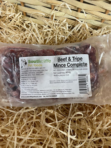 Southcliffe Complete Beef & Tripe.  80/10/10 Balanced, Raw Dog Food