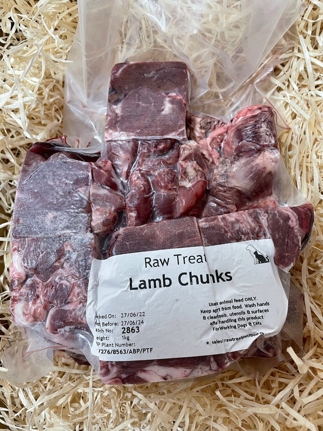 Lamb Chunks with Bone.  Raw.  1kg (approx)