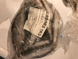 Fish - Sardines.  Raw.  1kg (approx).  Individually Frozen