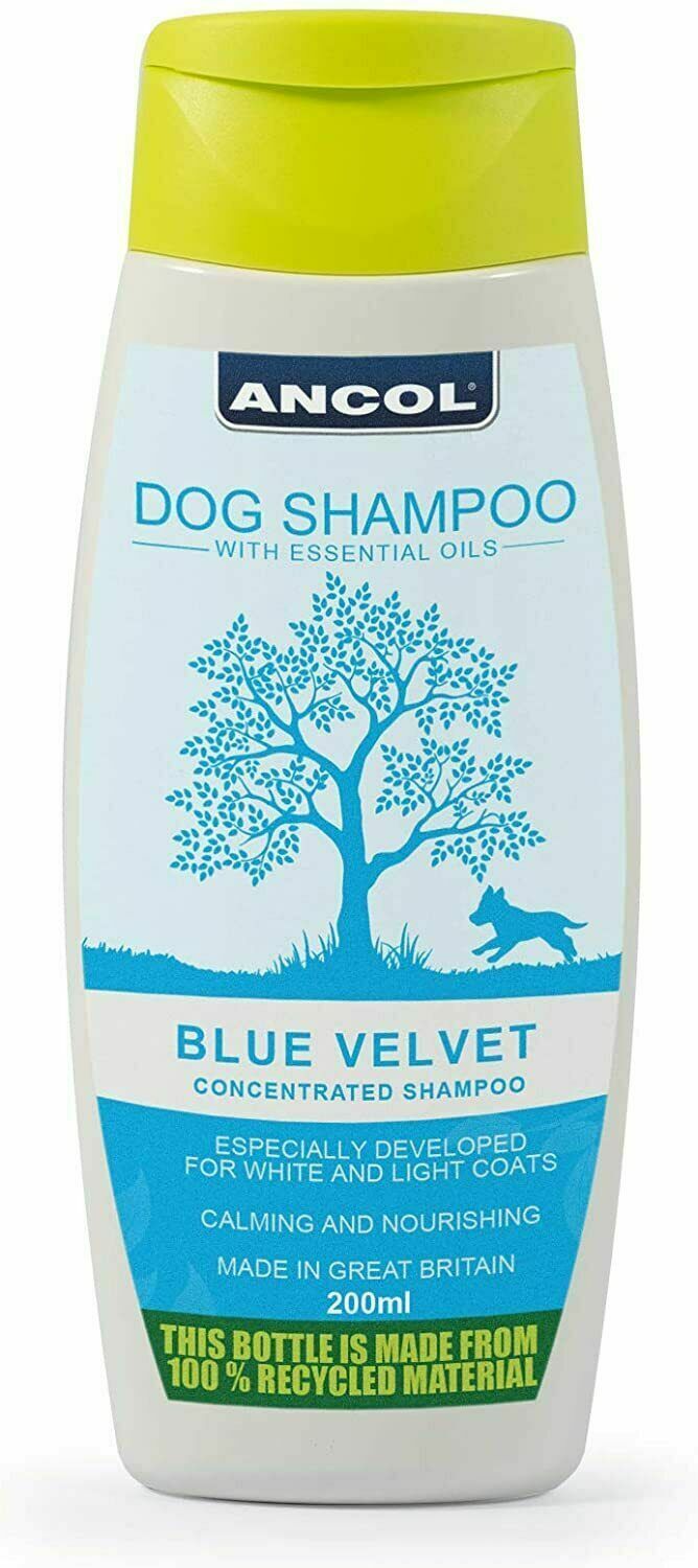 Ancol Blue Velvet Shampoo and Conditioner for white and light coloured coats.  200ml